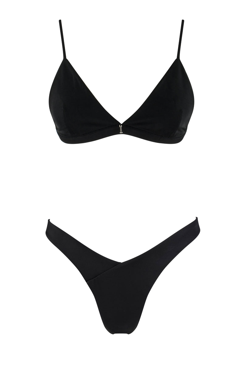 Black Seamless Detail Bikini Bottoms